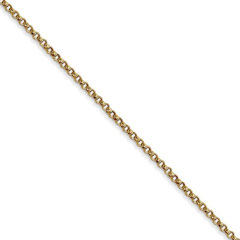 1.55mm 14k Yellow Gold Solid Rolo Pendant Chain Necklace, 16 Inch